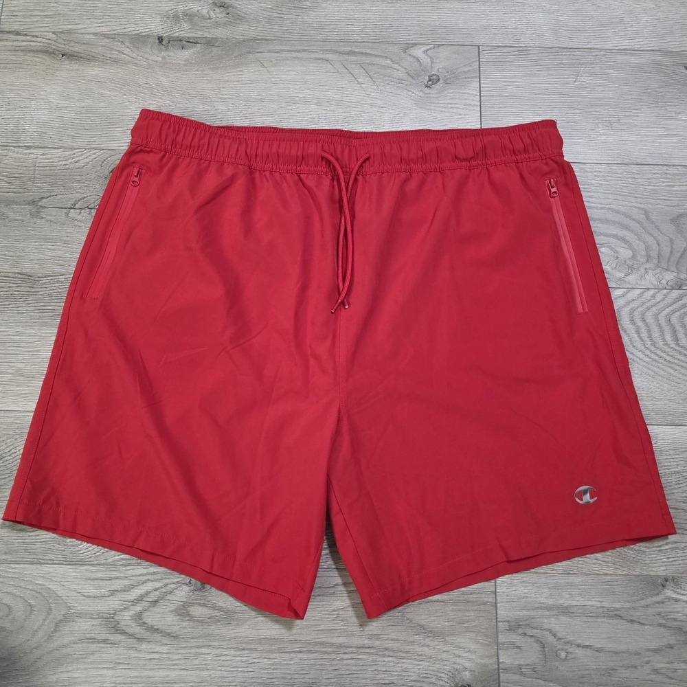 Champion Athletic Swim Trunks Men's Size XL Red Pockets Lined Logo